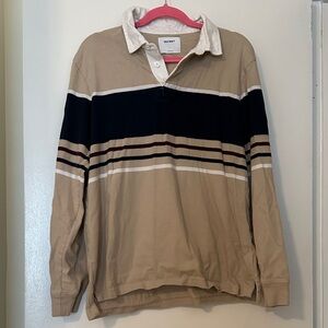 Old Navy Tan and Black Striped Casual Shirt